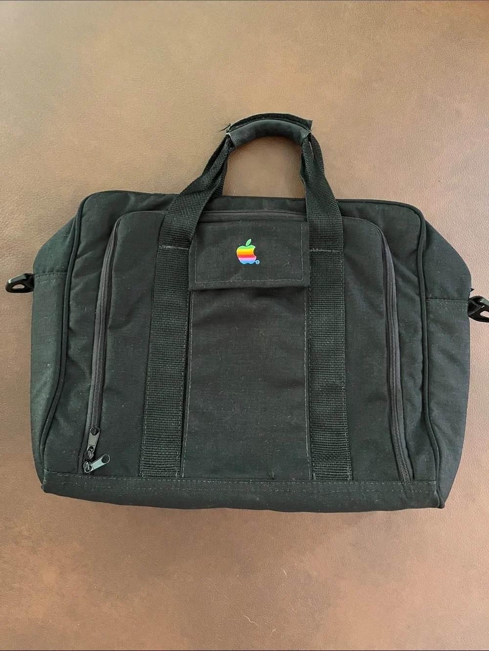 Vintage 90’s Macintosh Mac apple Black Laptop computer bag briefcase rainbow